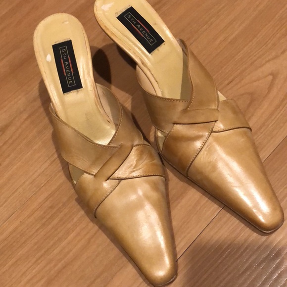 Beige leather mules, 5th Avenue, new, size EUR 39/US7,5-8 - Picture 7 of 11